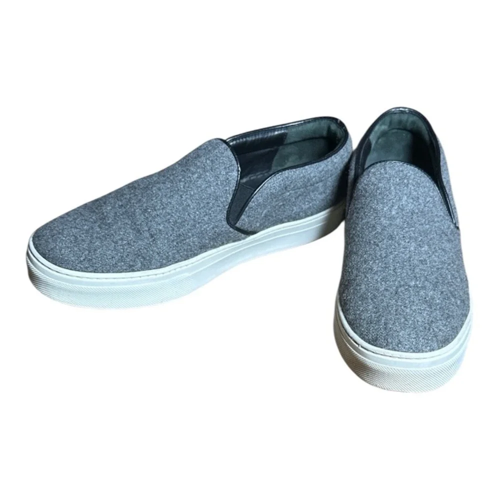 Celine Paris Grey Felt Wool Slip On Sneakers‎ Leather Lined Womens Size 39 - Picture 5 of 9
